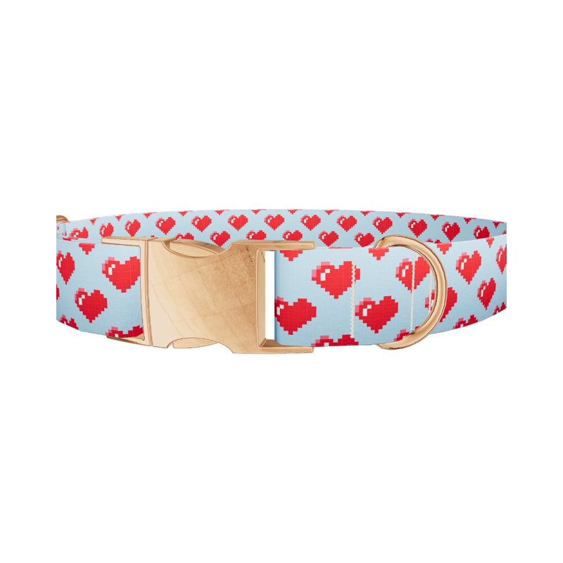 Pixelated Heart Dog Collar