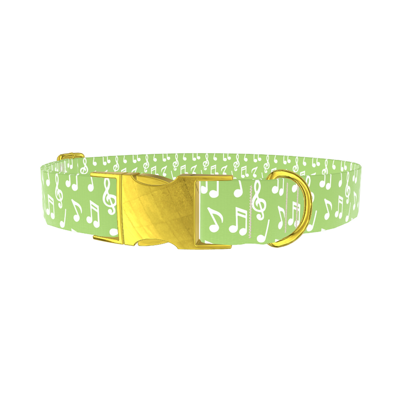 Lime Musical Note Dog Collar