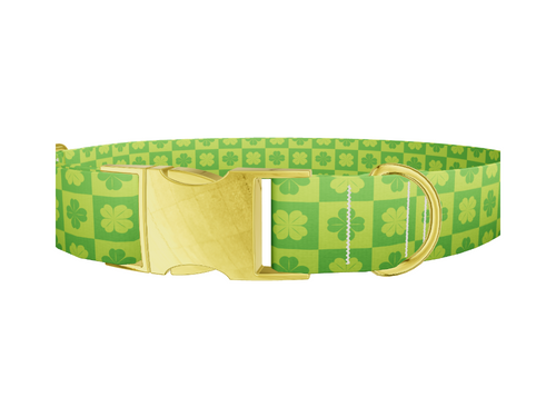 Checkerboard Clover Dog Collar