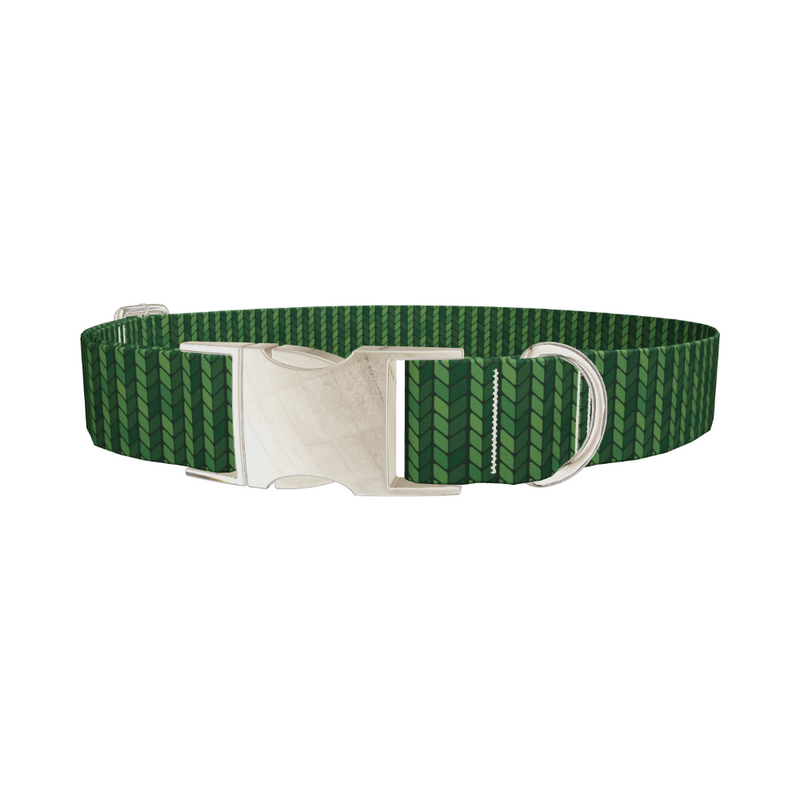 Green Knit Pattern Dog Collar