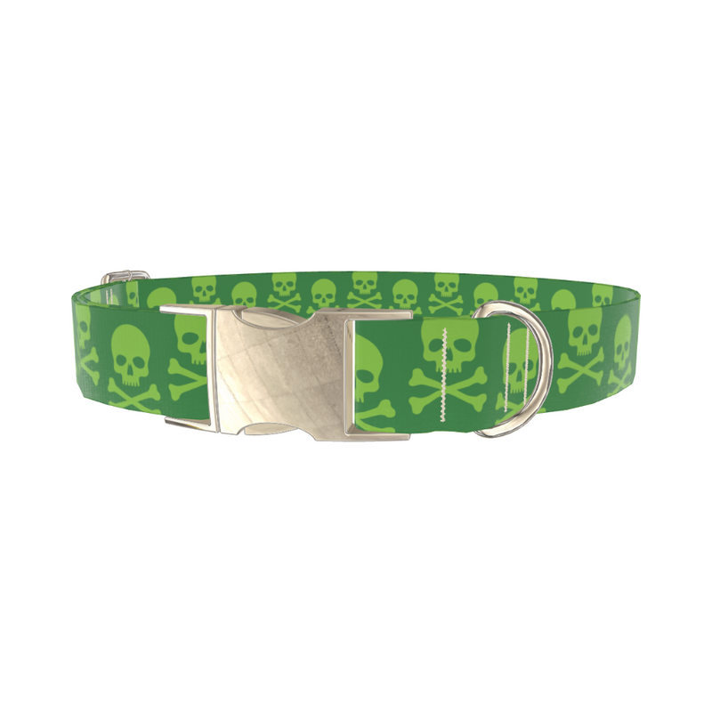 Green Skull Pattern Dog Collar