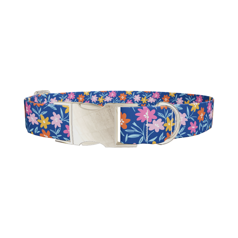 Dark Floral Blossom Dog Collar
