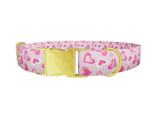 Pink Double Heart Dog Collar