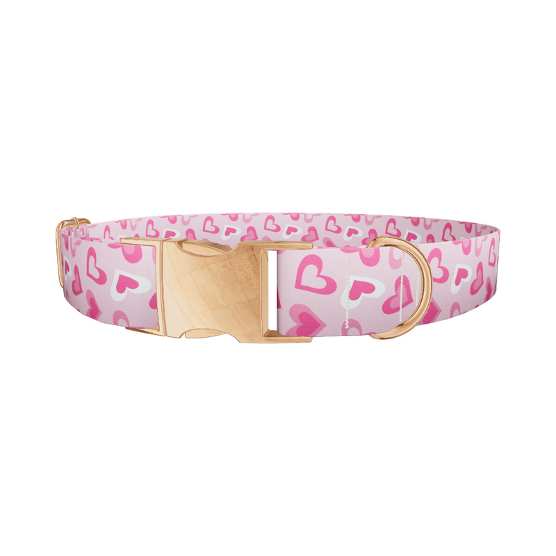 Pink Double Heart Dog Collar