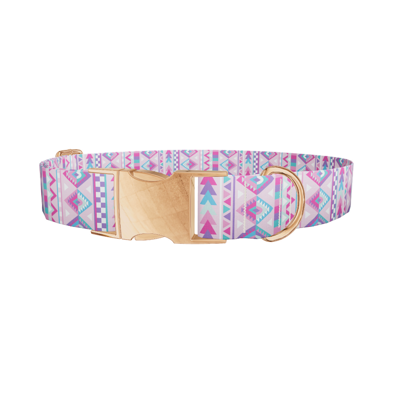 Pink Geometric Pattern Dog Collar