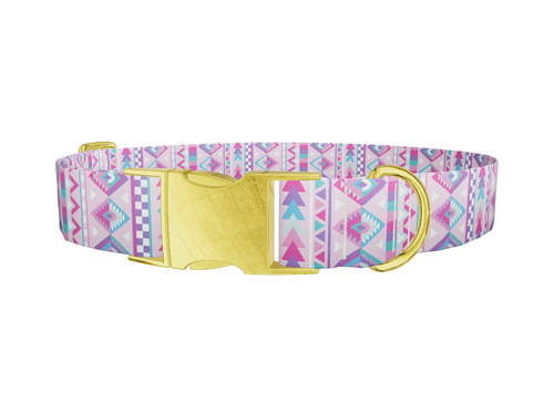 Pink Geometric Pattern Dog Collar