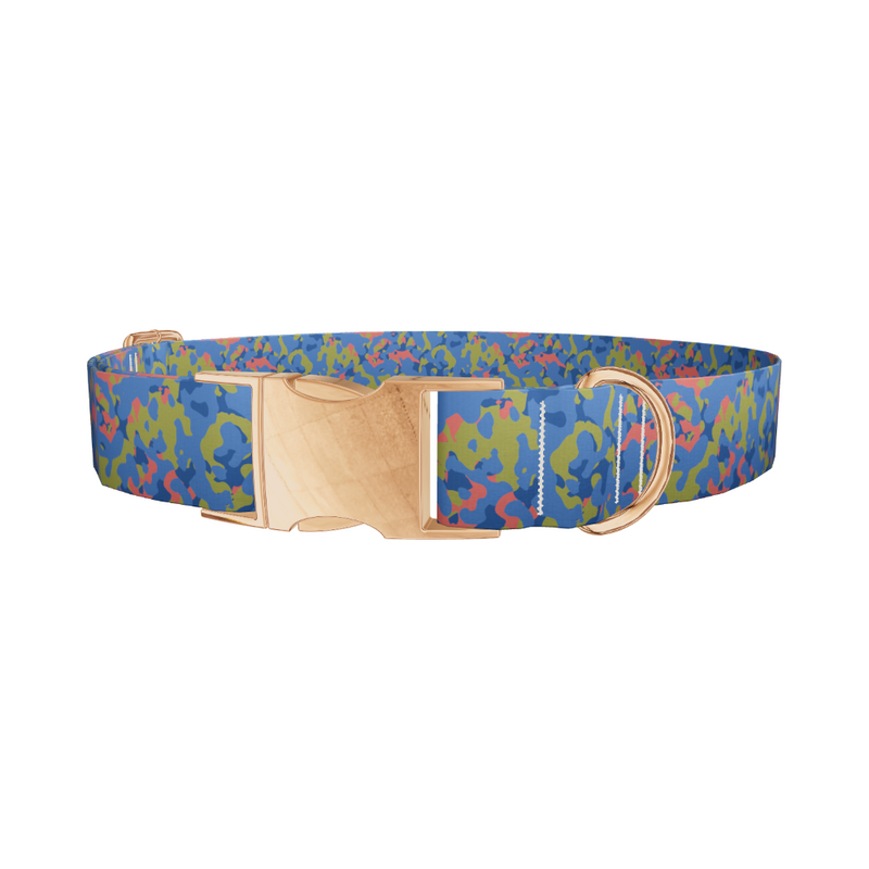 Blue Green Camouflage Dog Collar