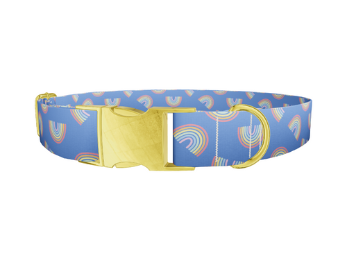 Blue Geometric Rainbow Dog Collar