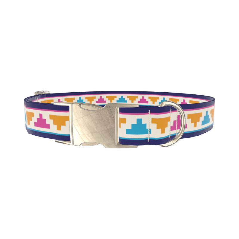 Colorful Tribal Pyramid Dog Collar