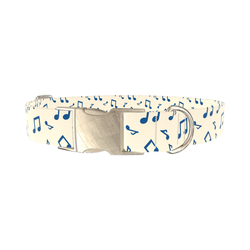 Blue Musical Notes Dog Collar