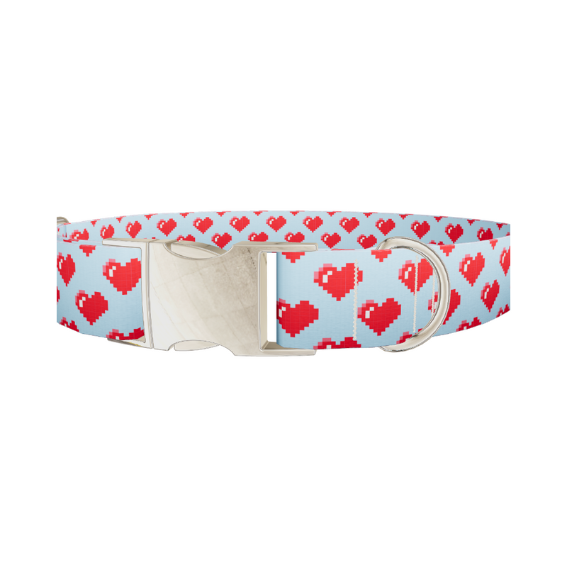 Pixelated Heart Dog Collar
