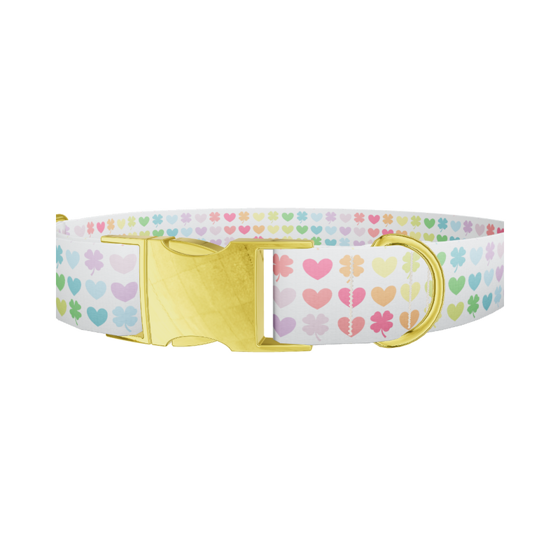 Rainbow Heart and Clover Dog Collar
