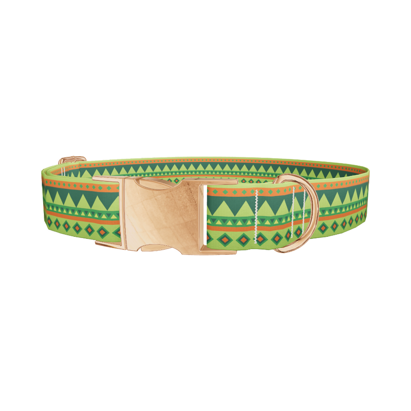 Green Tribal Stripes Dog Collar