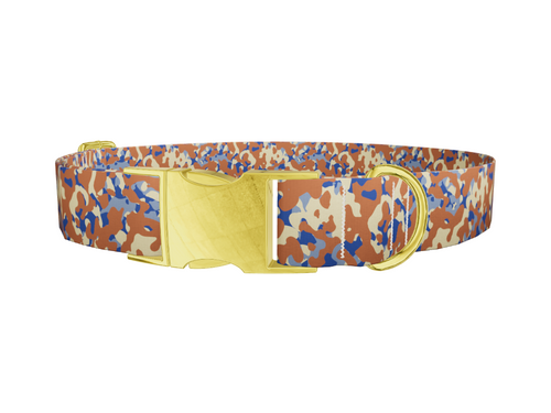 Brown Blue Camo Dog Collar