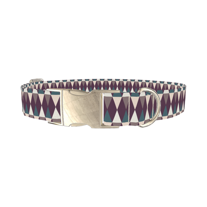 Purple Geometric Triangle Dog Collar