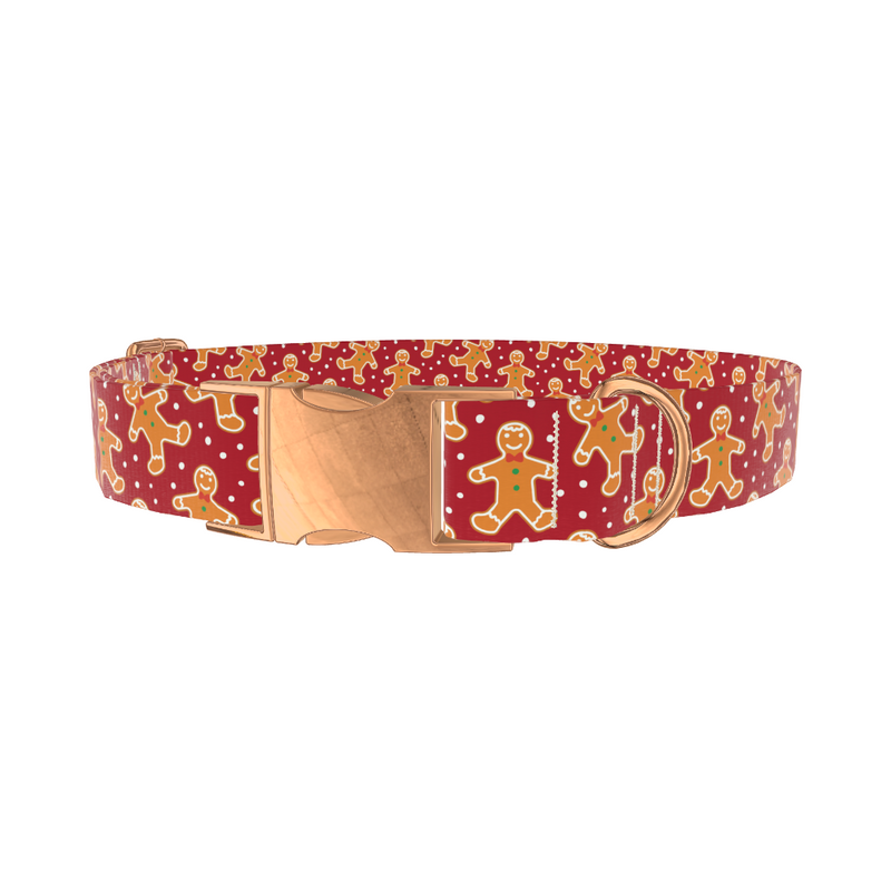 Red Gingerbread Dot Dog Collar