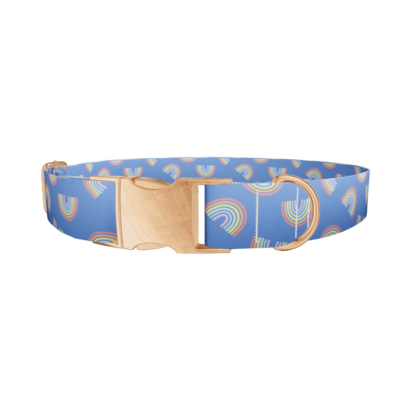 Blue Geometric Rainbow Dog Collar