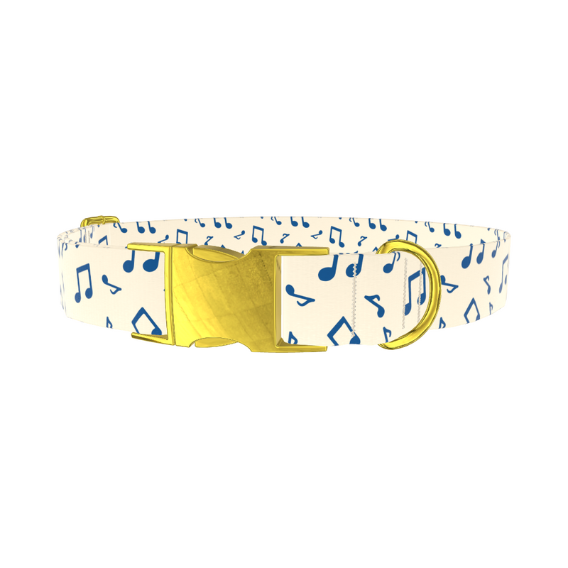 Blue Musical Notes Dog Collar