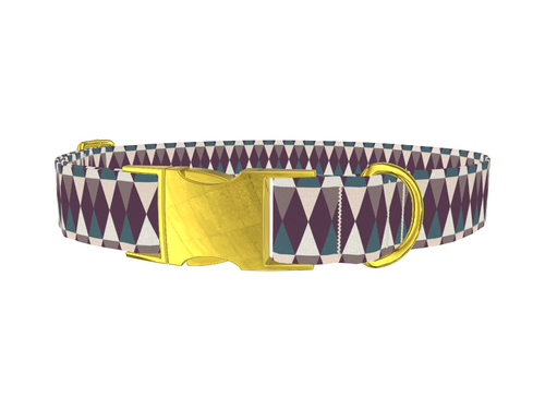 Purple Geometric Triangle Dog Collar