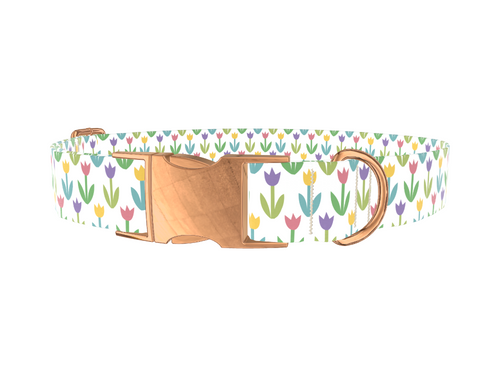 Pastel Tulip Pattern Dog Collar