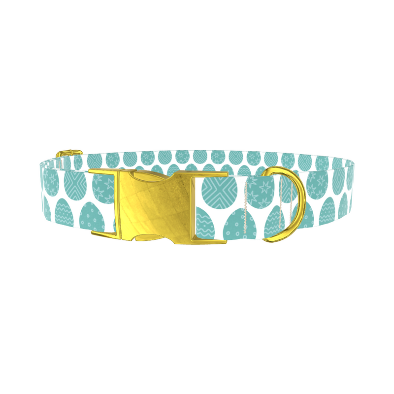 Teal Easter Egg Pattern Dog Collar