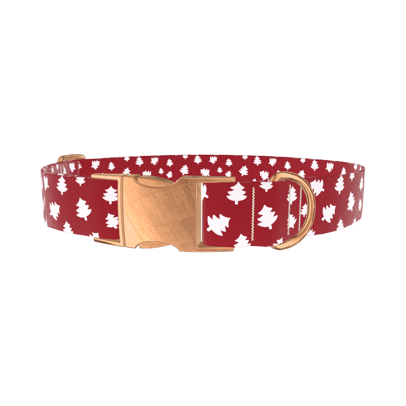 Red Silhouette Tree Dog Collar
