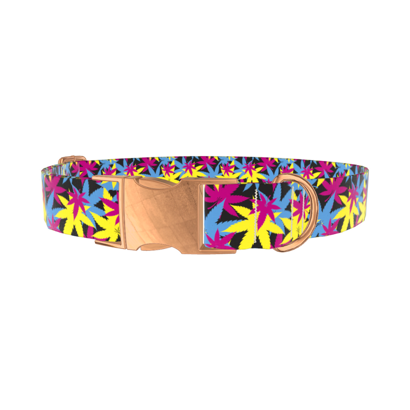 Colorful Leaf Pattern Dog Collar