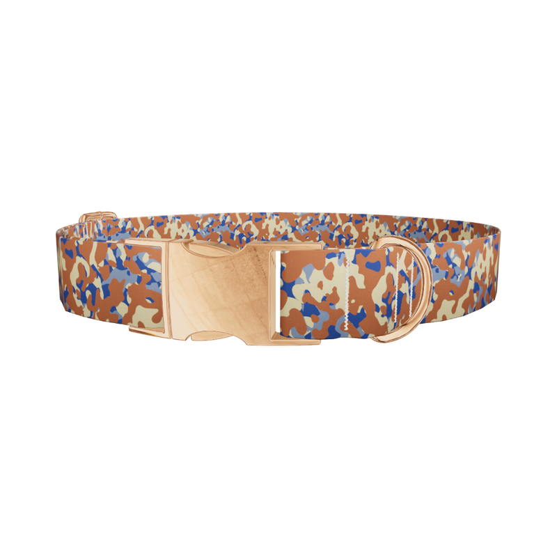 Brown Blue Camo Dog Collar