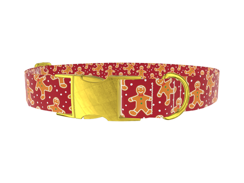 Red Gingerbread Dot Dog Collar
