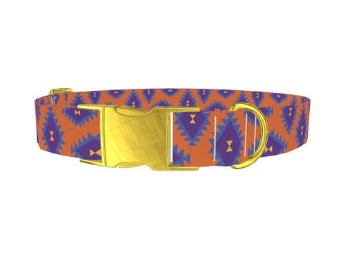 Orange Geometric Diamond Dog Collar