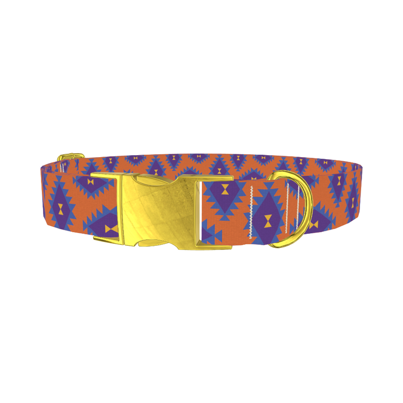 Orange Geometric Diamond Dog Collar