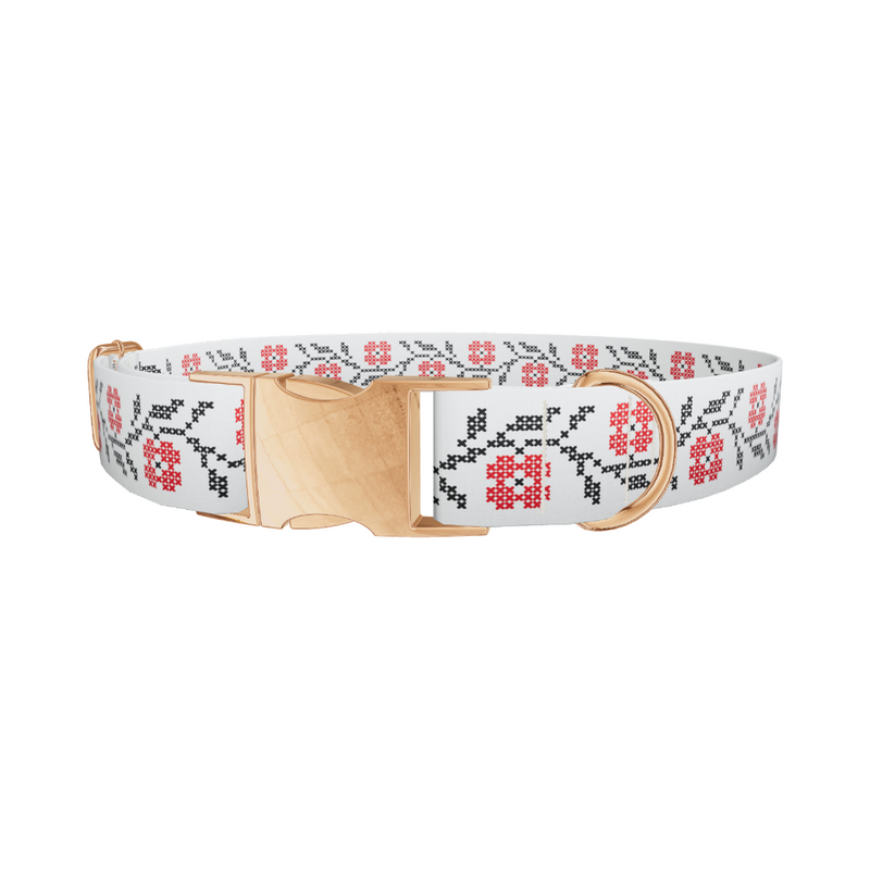 Cross Stitch Floral Dog Collar