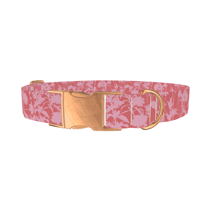Pink Silhouette Meadow Dog Collar