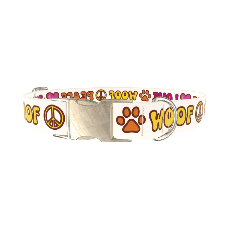Peace Love Woof Dog Collar