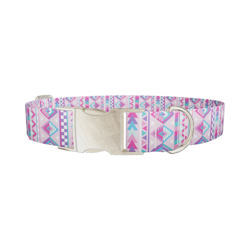 Pink Geometric Pattern Dog Collar