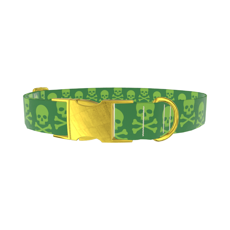 Green Skull Pattern Dog Collar