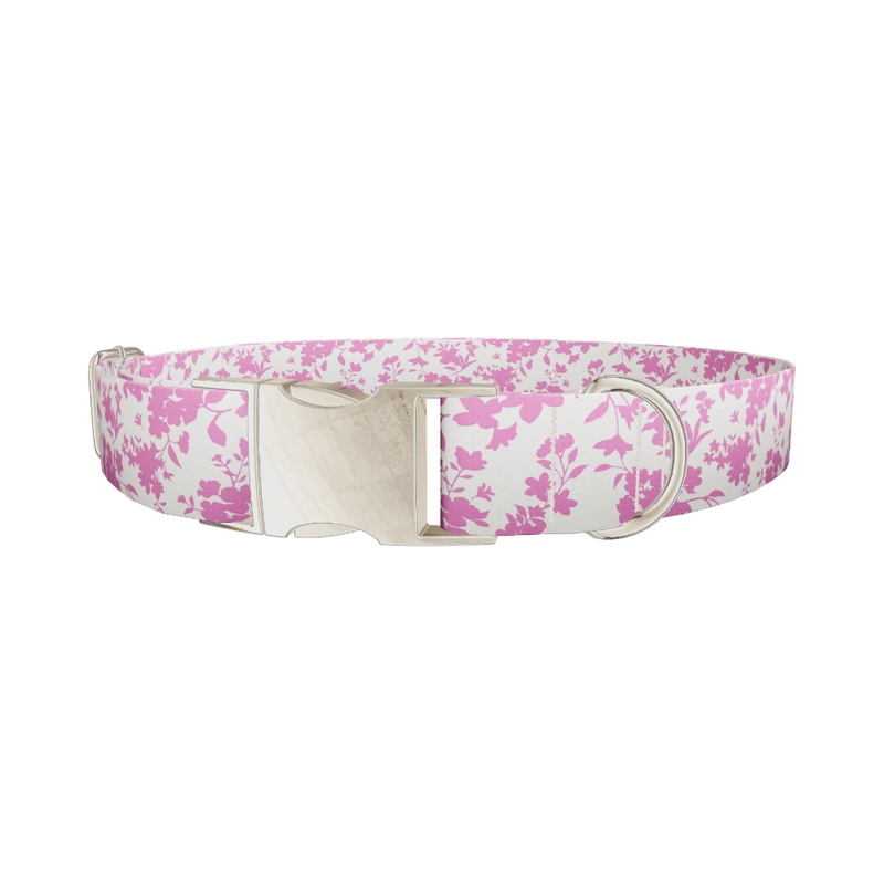 Pink Silhouette Floral Dog Collar