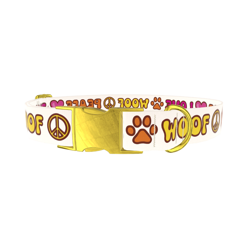 Peace Love Woof Dog Collar