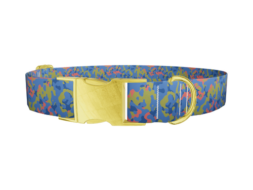 Blue Green Camouflage Dog Collar