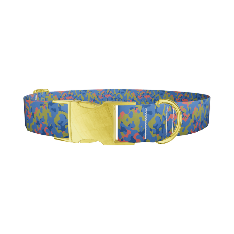 Blue Green Camouflage Dog Collar